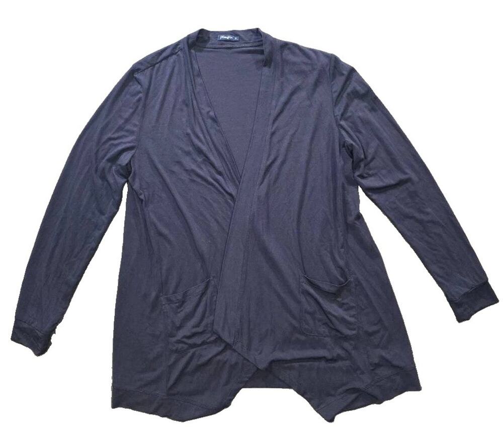 J McLaughlin Navy Blue Ribbed Knit Open Front Cardigan Sweater Size M A010528